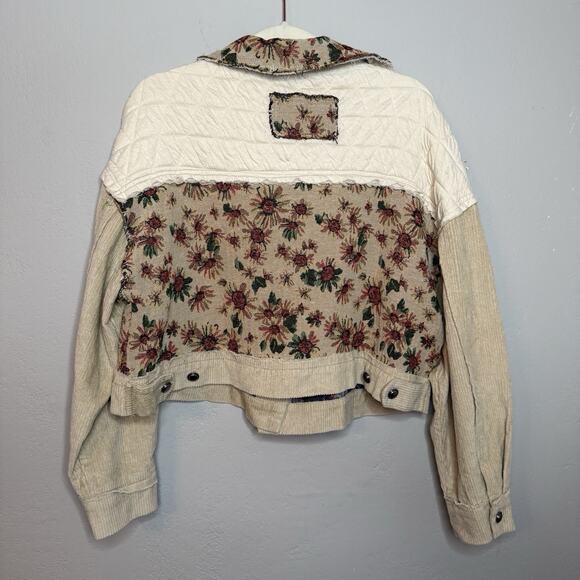 POL Quilted Corduroy Jacket Jacquard Sz S Tapestry Grandma Cottage - Picture 5 of 12
